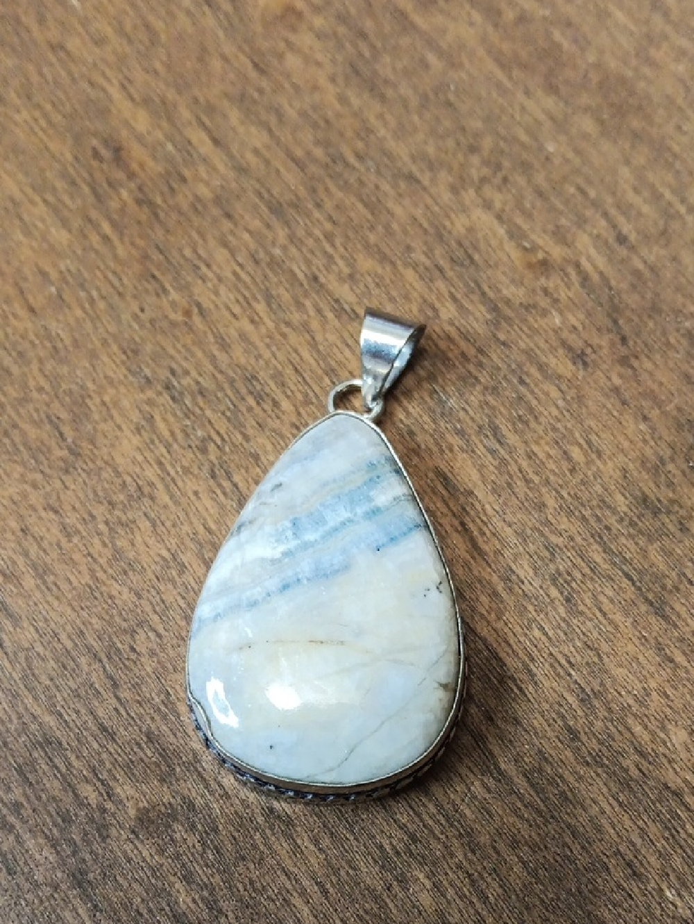 White and Blue Teardrop Stone Pendant